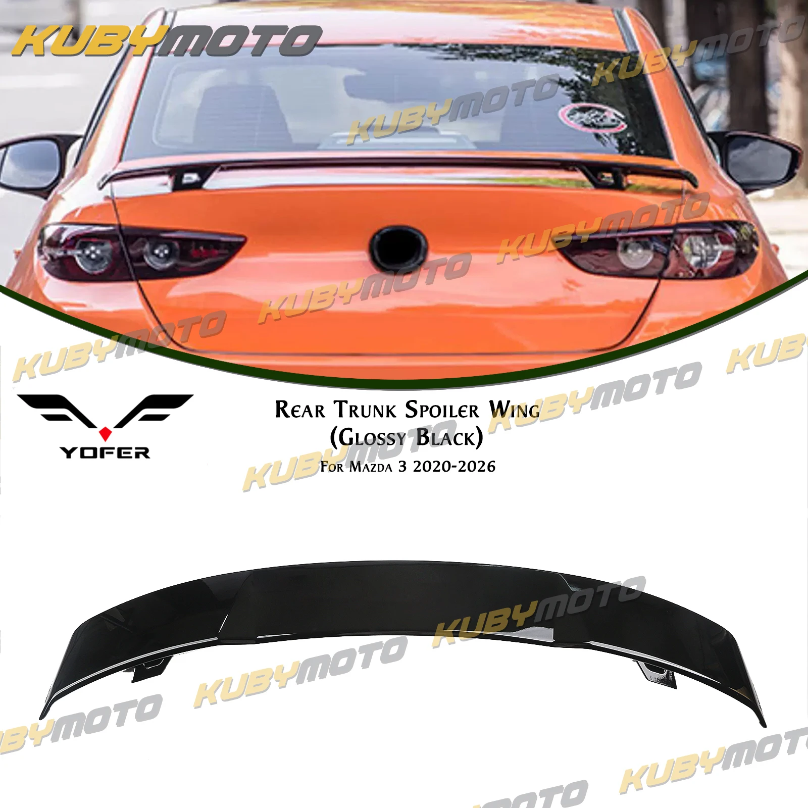 YOFER Rear Trunk Lid Tail Wing Spoiler Lip Extension Trim For Mazda 3 2020-2026 Body Kit Car Exterior Decoration Accessories