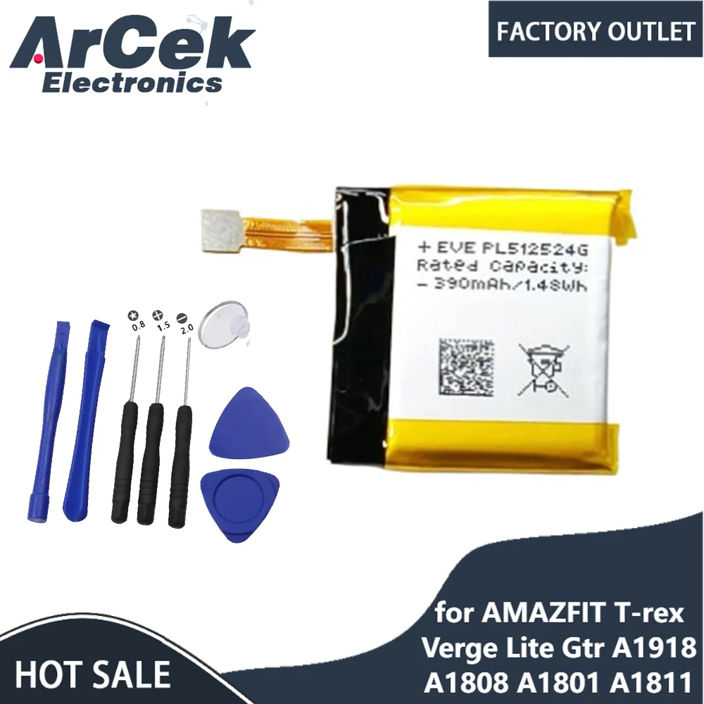 New PL512524G PL502524V Replacement Battery for HUAMI AMAZFIT Smart Watch T-rex Verge Lite Gtr A1918 A1808 A1801 A1811