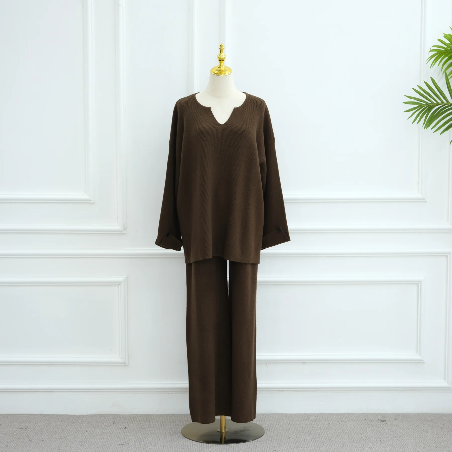 Ensembles musulmans tricotés pour femmes, pull épais, hauts et pantalons, robe 2 pièces, survêtement, vêtements islamiques, Abaya, Kaftan, moyen-orient, turquie