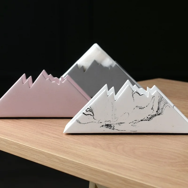 Storage Holder Home Decor Nordic Cement Snow Mountain Paper Towel Restaurant Desktop Napkin Rack