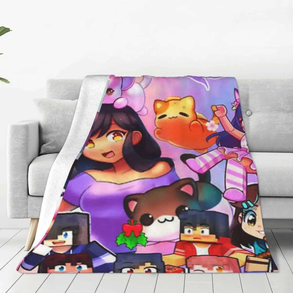 

Fluffy Baby Blanket Aphmau - Cute Art Sofa Camp Nap Bedspread Cozy Flannel Blanket Fleece Textile Blanket Bedroom Decor