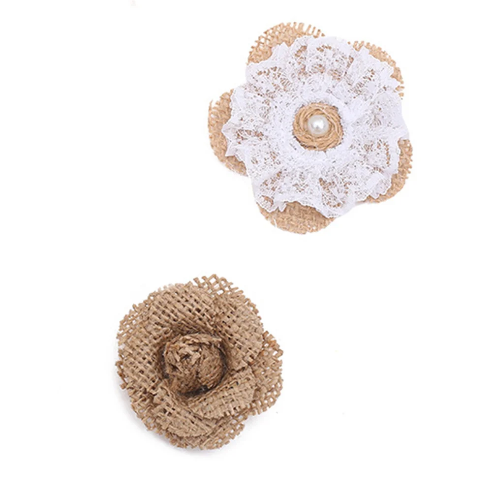 

24 PCS Jute Flower Burlap DIY Vintage Handmade Materials Centerpieces Party Decor Ornament