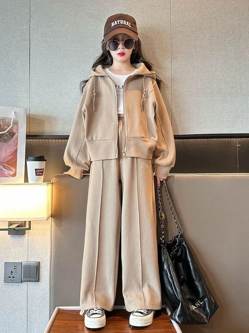 Hoodies Set Coat Pants Korean Children's Clothes 2025 Kids Winter Sets for Girl Clothing Elementary Student Autumn Suit Girls