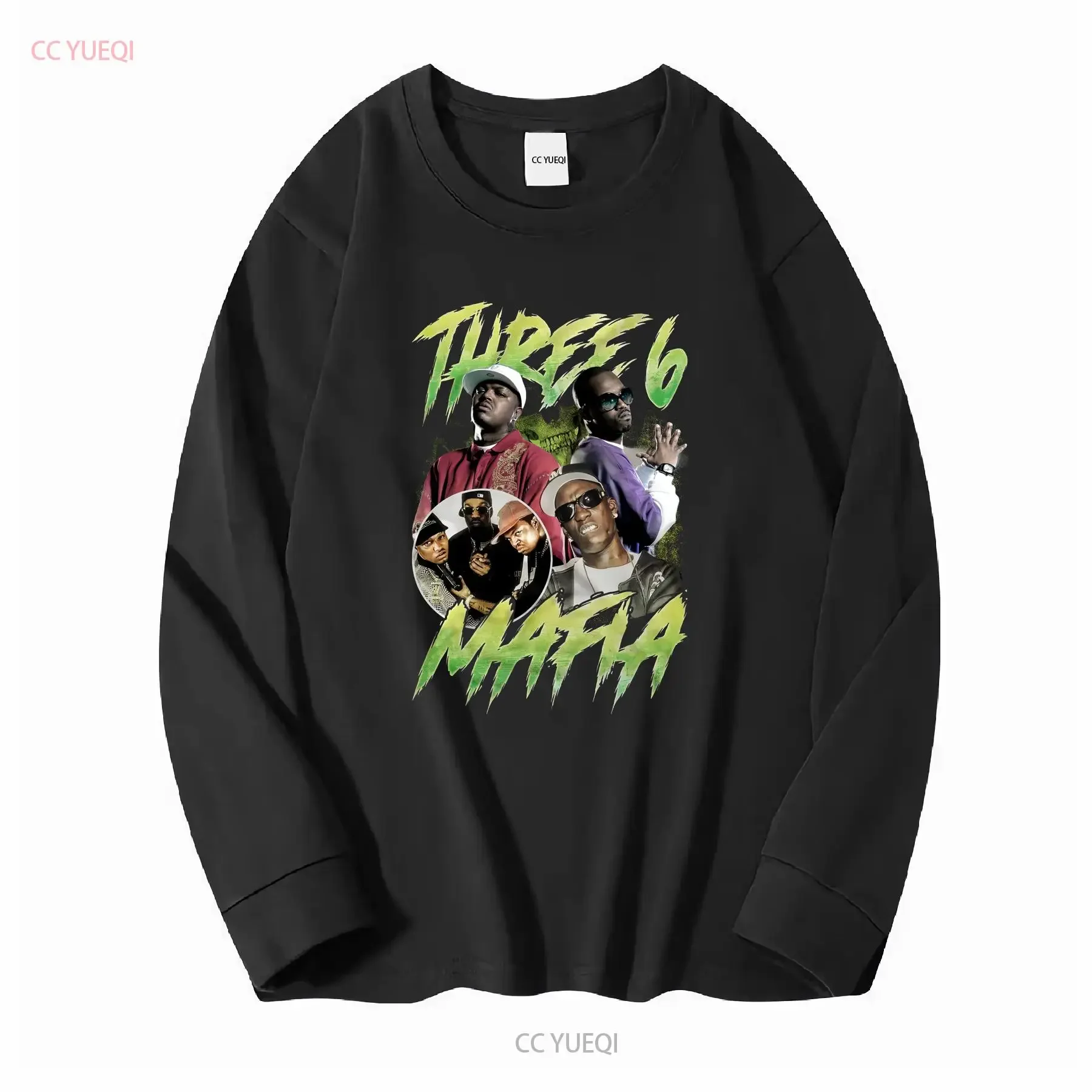 Three 6 Mafia Vintage Style T shirt long or short sleeves vintage Washed fashion Comfortable graphic Stretched designer clothes view 3