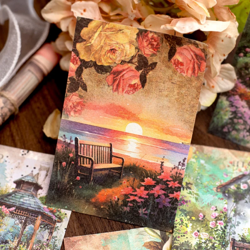 100pcs/pack Garden Whisper Series Retro Handbook Tearable Material Paper Creative DIY Handmade Scrapbook Aesthetic Craft Paper