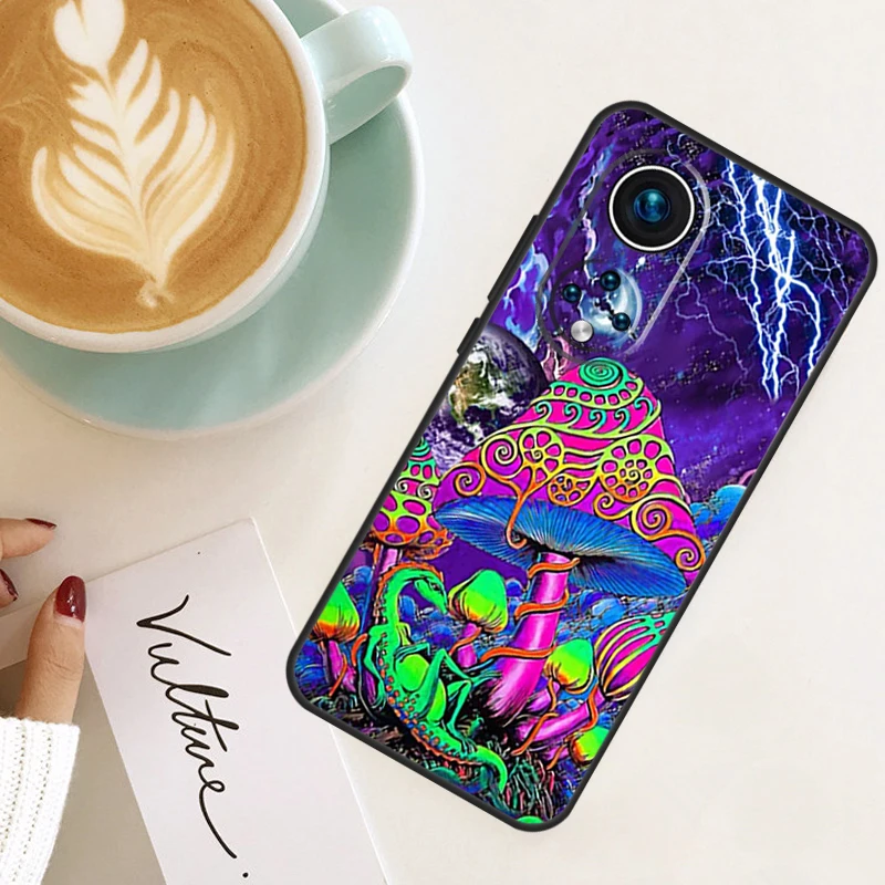 Psychedelic Mushroom Tapestry Trippy For Huawei P40 P20 P30 P60 Pro Nova 5T 9 P Smart Honor Magic5 Lite 50 70 90 X8 X8a X9a Case