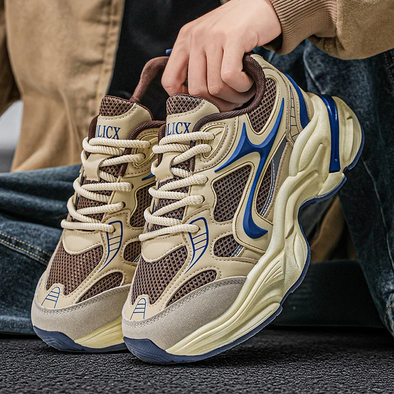 Fashionable versatile spring autumn new walking thick soled men's shoes casual comfortable height increasing sports board shoe