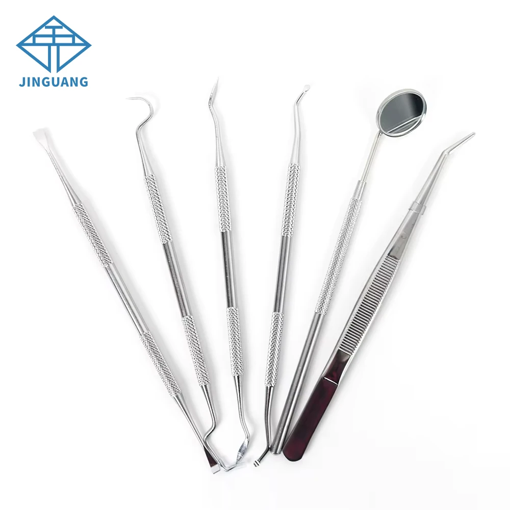 15sets Dental Examination Basic kit 6pcs Stainless Steel Dentist Diagnostic Teeth Cleaning Tools high temperature sterilization