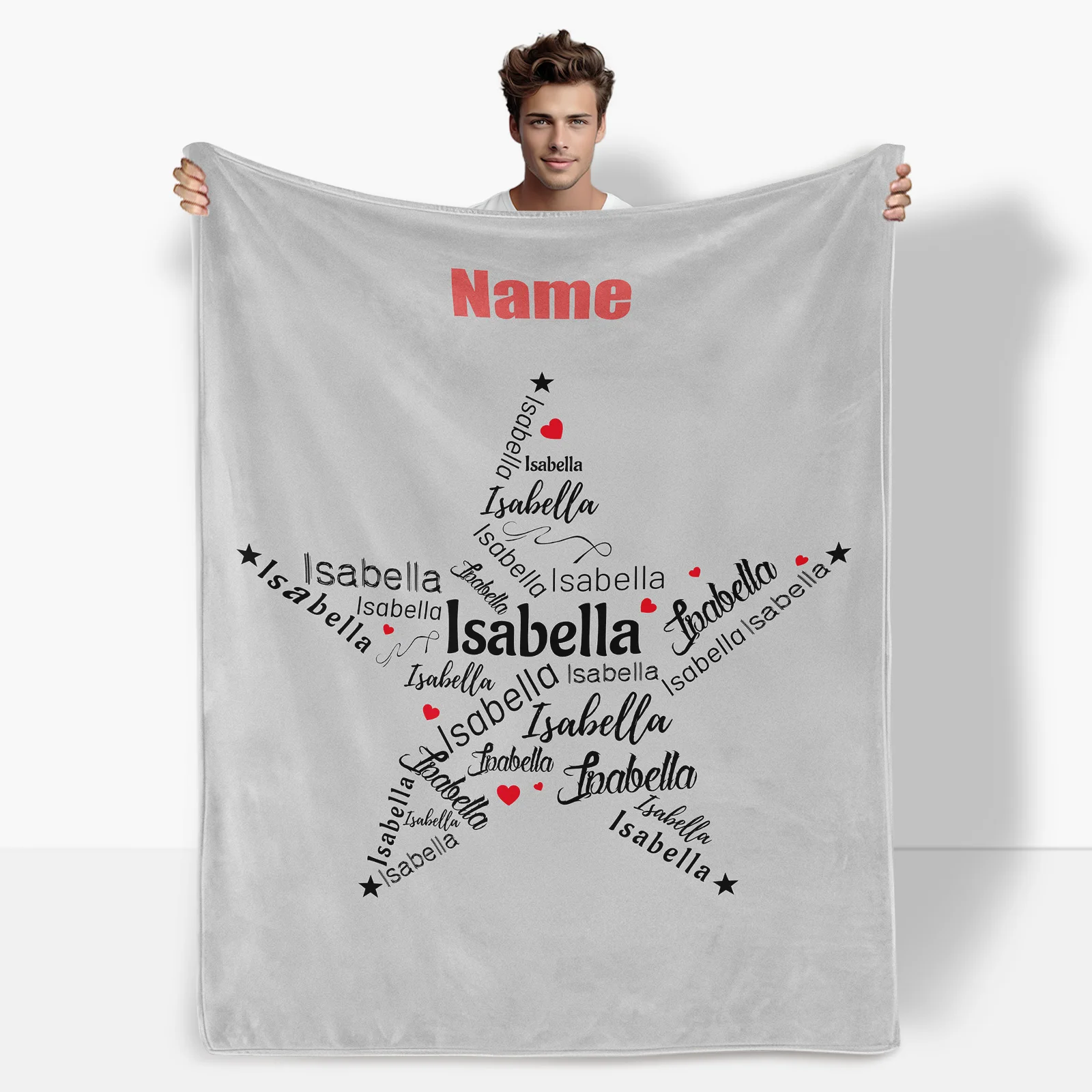 

Personalized Star Themed Gift Blanket For Son Comfortable Durable Washable Custom Design Thoughtful Present