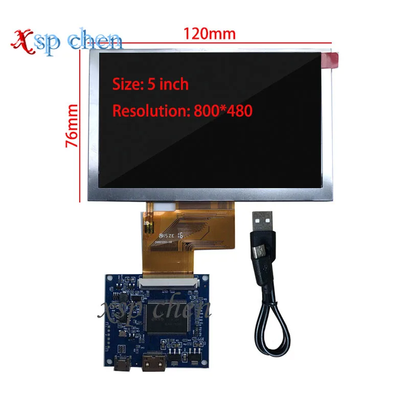 Mini Controller 5 Inch 800*480 LCD Display HDMI Control Driver Board for Lattepanda, Raspberry Pi Banana