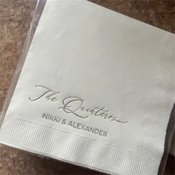 Personalized Napkins Wedding Napkins Custom Modern Font Monogram Rehearsal Dinner Beverage Cocktail Luncheon Dinner Guest Towels