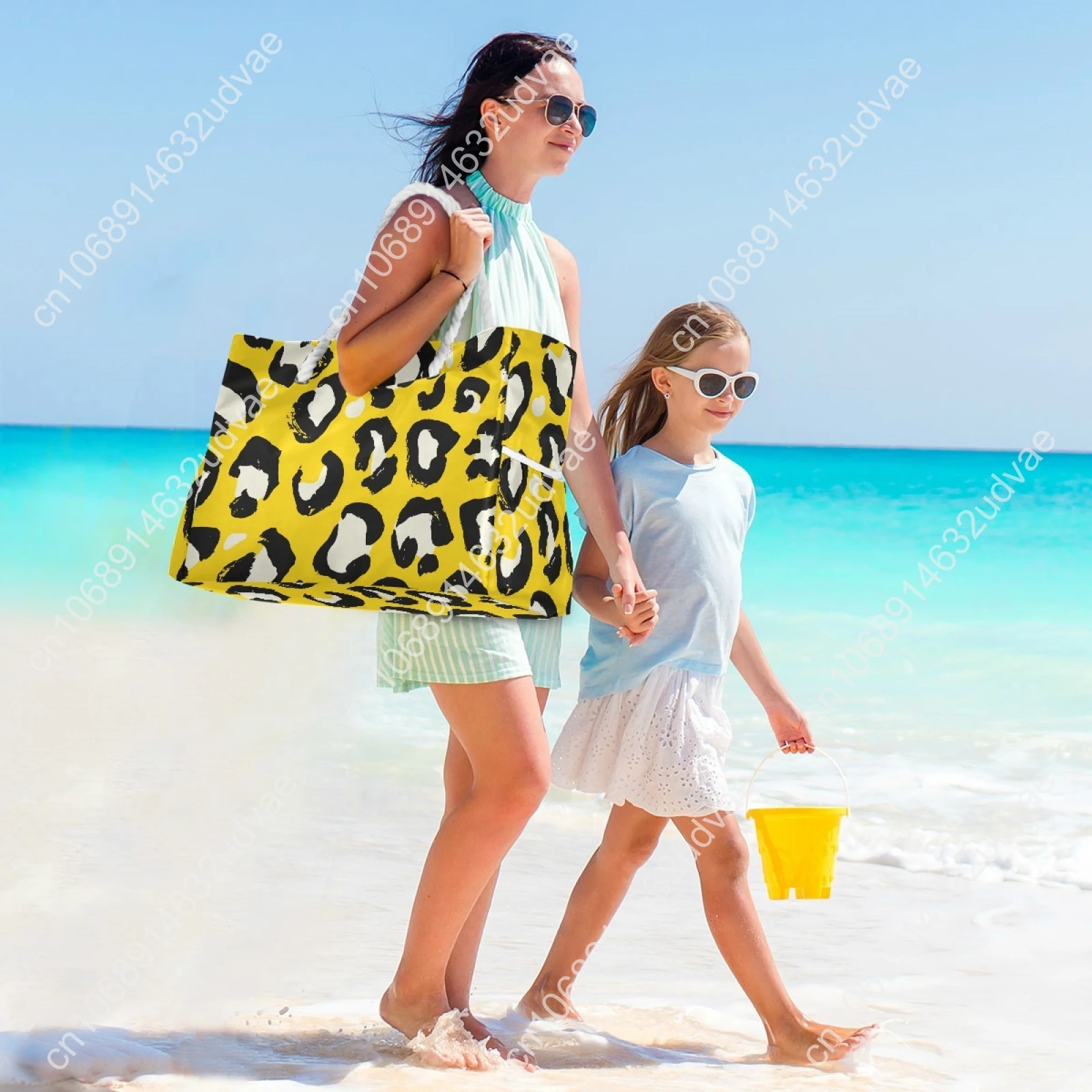 Designer Brand Women's Tote Bag Shoulder Bags Large Capacity Beach Bag Female Handbag High Quality Nylon Leopard Shopping Bag