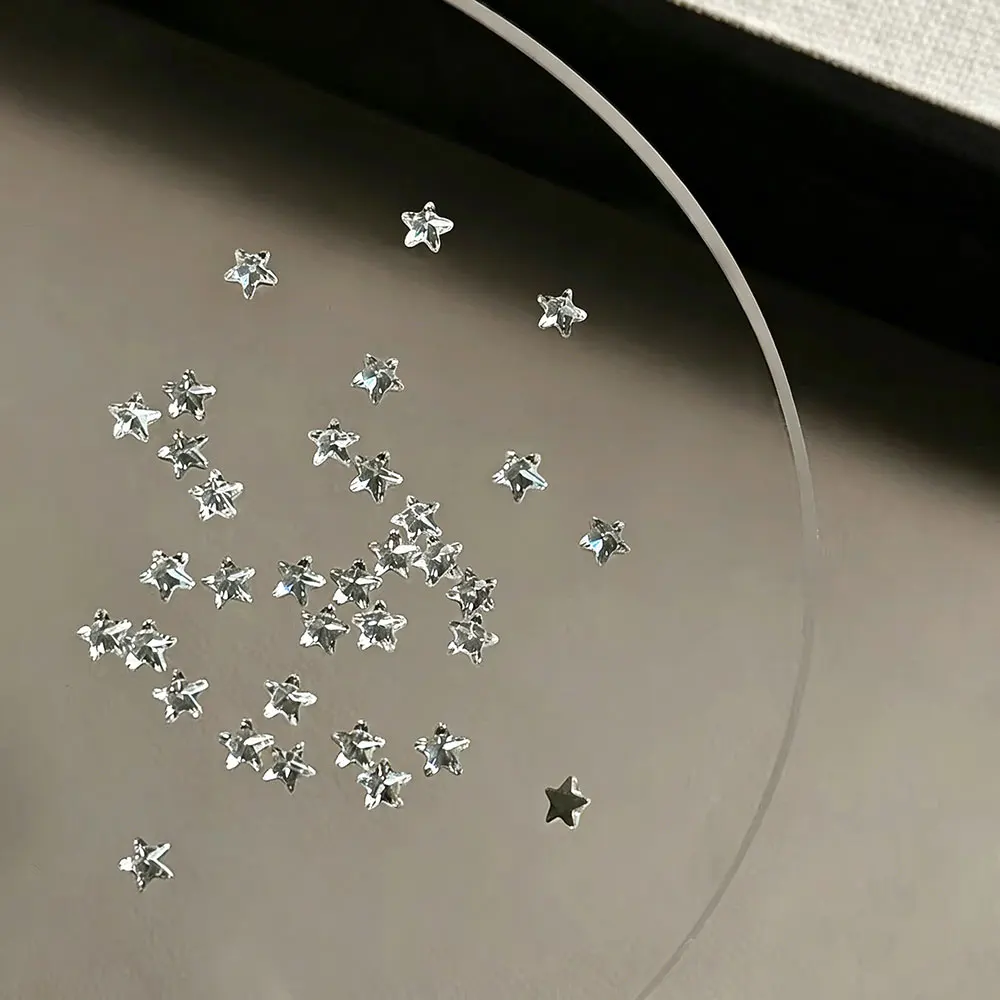 30/50 Stück Funkelnde 3mm Mini-Stern-Zirkonia-Nagelsteine, klare, rosa, rote, blaue Sterne, Diamant-Nagelsteine, flache Nageldekoration, 1€ – Detail 6