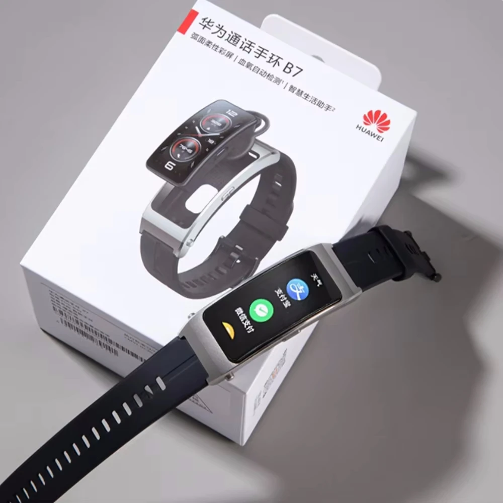 Huawei Band B7 Bluetooth Earphones with Calling Function, Health Monitoring, smart Band, Compatible with Xiaomi and Apple