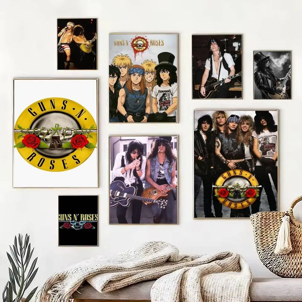 Band G-Guns N Roses  Poster Waterproof Wall Art Sticker For Bar Living Room Vintage Decor High Quality Print Gift