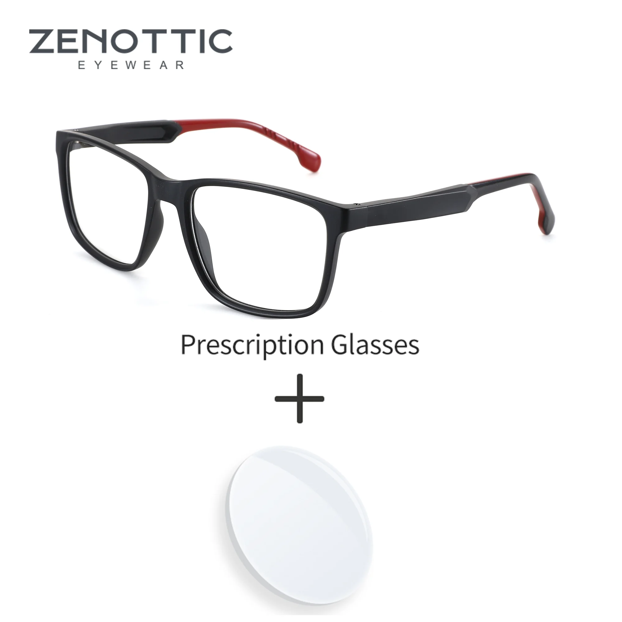 ZENOTTIC Herren-Brille mit quadratischem TR90-Rahmen, photochrome multifokale optische Gläser mit verschreibungspflichtigen Myopie-Brillengläsern