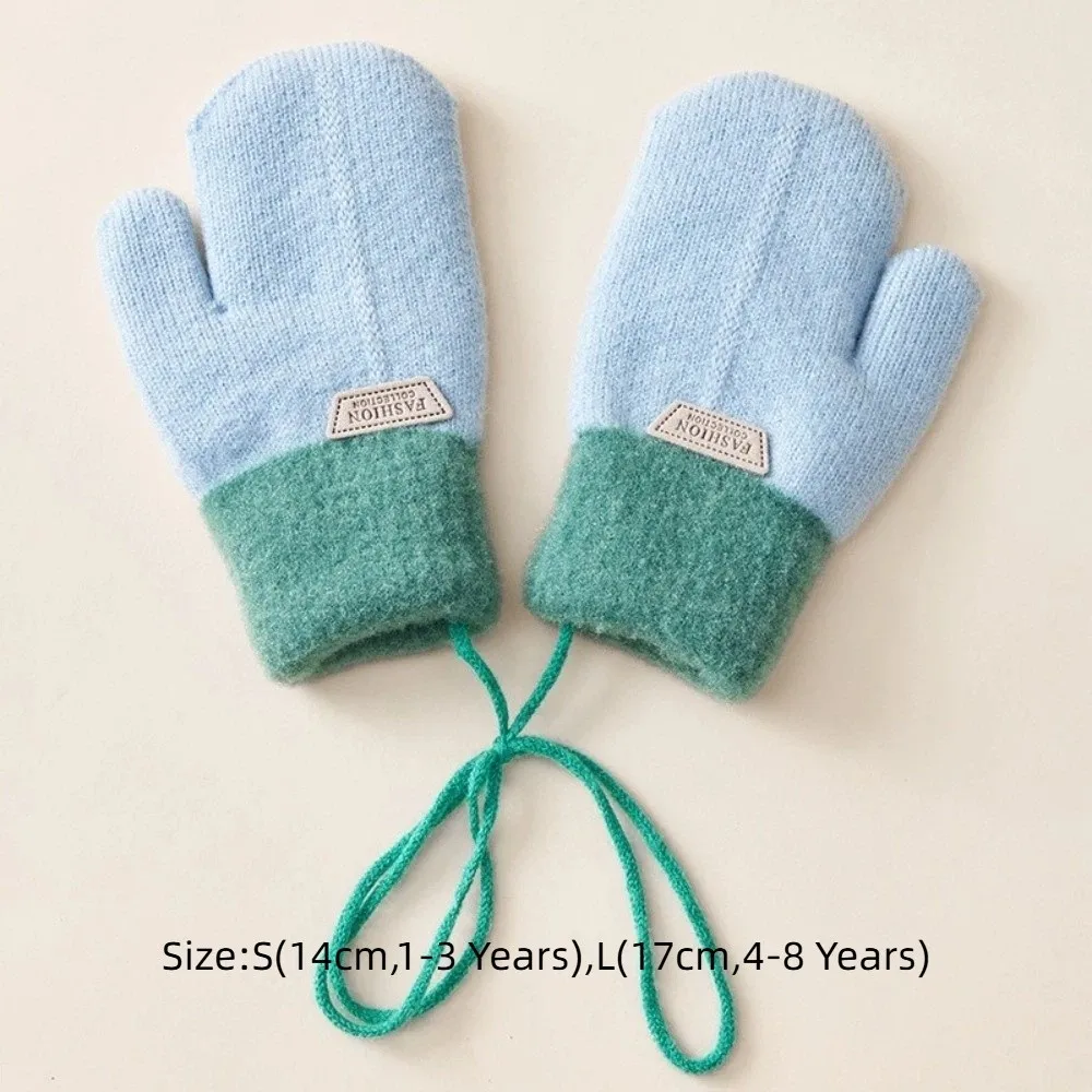 Guantes de invierno cálidos y bonitos, manoplas a prueba de viento y frío para niños, guantes de punto gruesos de Color caramelo para niños pequeños