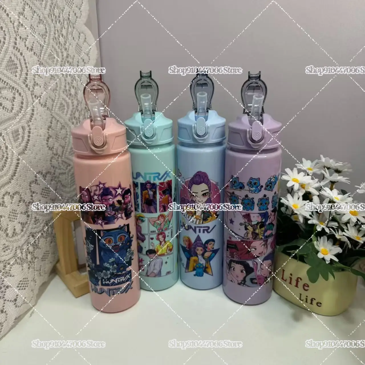 800 مللي K-Pop شيطان الصيادين زجاجات مياه رومي ميرا زوي طباعة فتاة القش أكواب الشرب المحمولة شرب القرع هنتركس درينكوير
