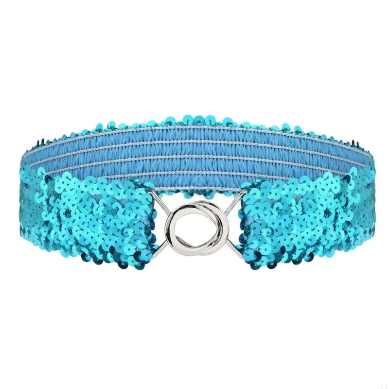 Dance Costume Elastic Waist Belt with Center Clasp Detail for Formal Party Looks and Dress Accent Styling Needs Y166