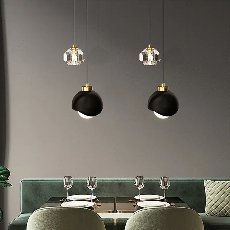 Modern LED Pendant Light for Bedroom Bedside Hanging Lamp Crystal Lustre Chandelier Dining Table Decoration Nordic Pendant Lamp