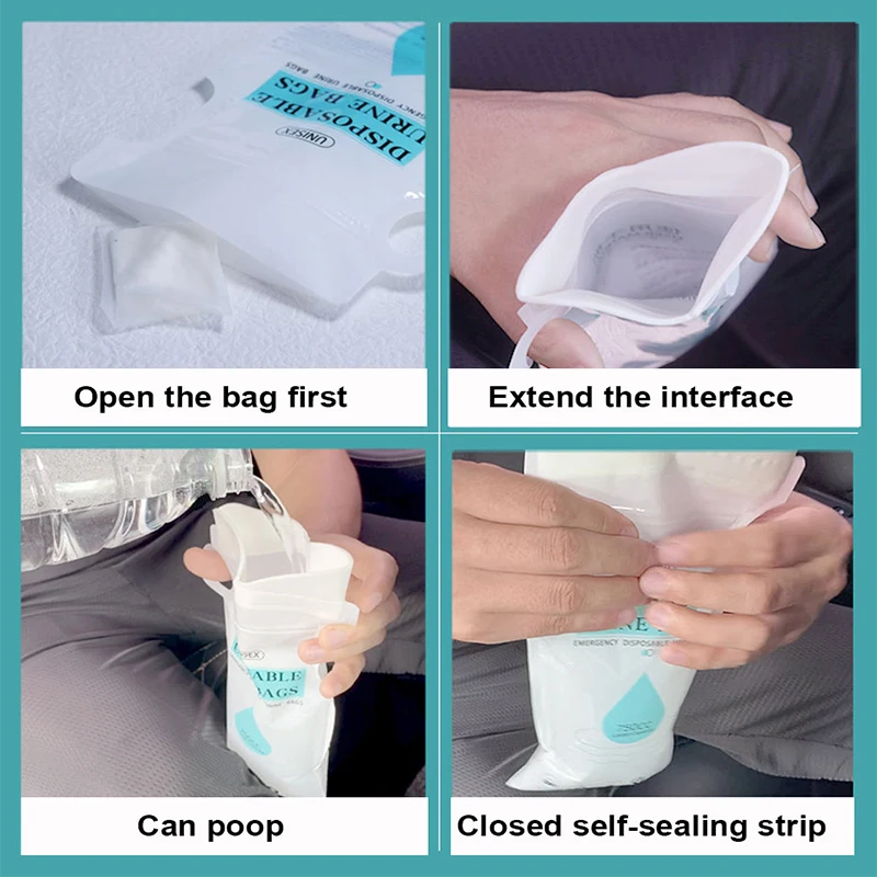 SEAMETAL 4pcs 750ml Outdoor Travel Emergency Portable Car Urinal Vomit Bags Mini Mobile Toilets Unisex Disposable Toilet Bag