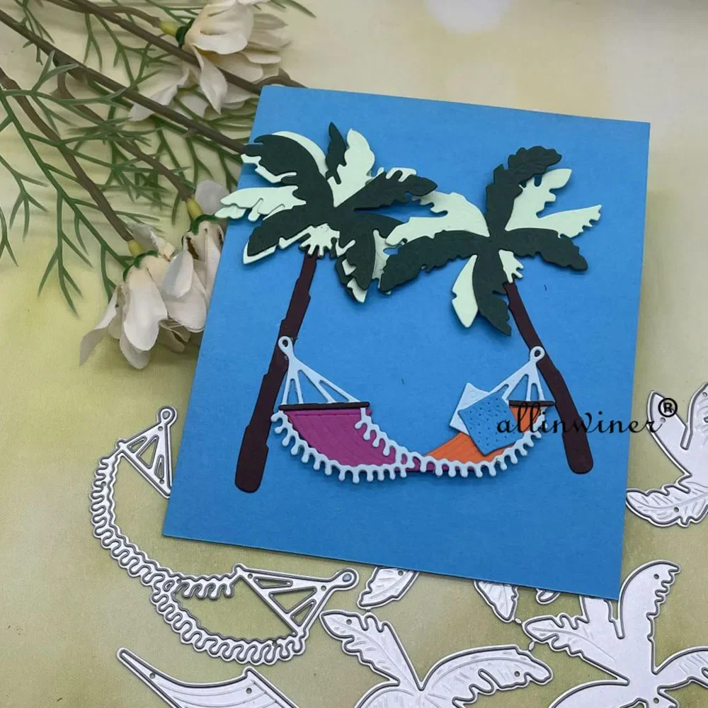 

Coconut tree hammock Metal Cutting Dies Stencils Die Cut for DIY Scrapbooking Album Paper Card Embossing