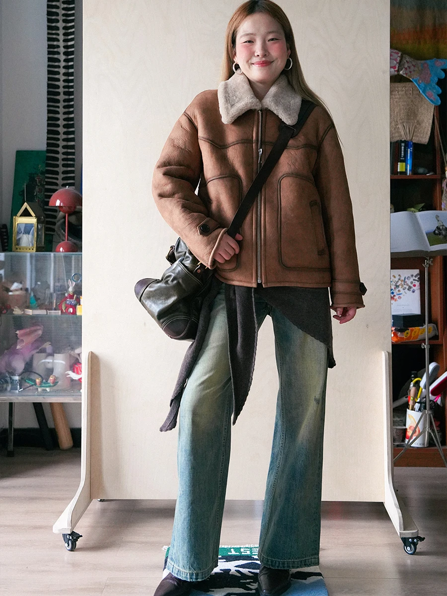 

Винтажные хлопковые джинсы Waed для женщин, с высокой талией, прямого кроя, глубокого цвета, осенне-зимние, модные, универсальные, цвета хаки