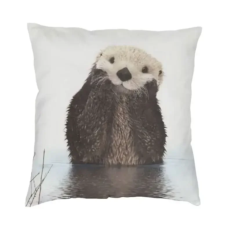 Kawaii Otter Sea Throw Pillow Home Decoration Pet Animal Mat Salon Decoration Square Shirt Pillow Double sided Printing