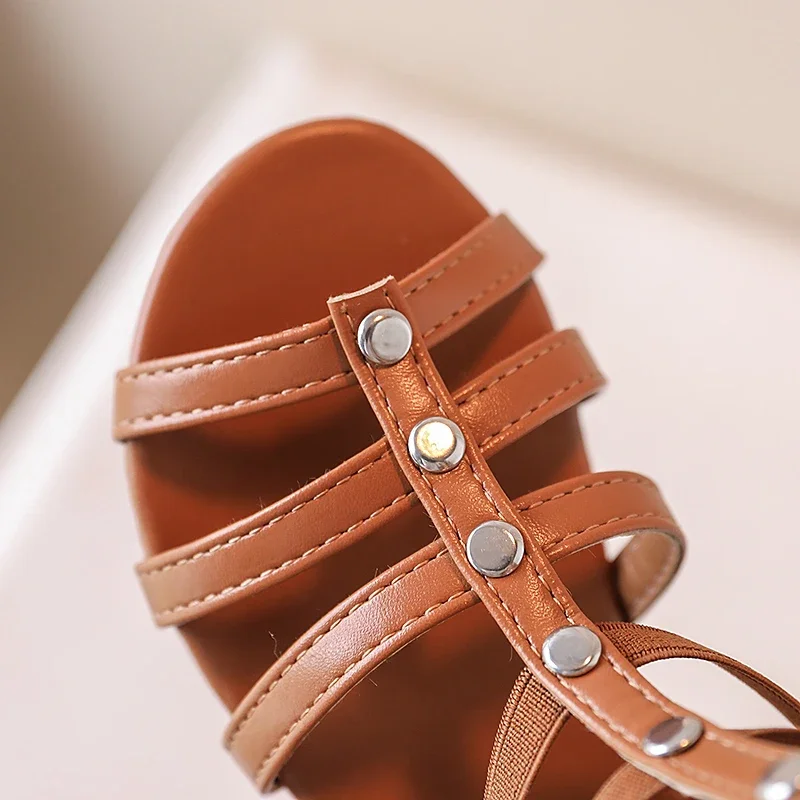 Sandalias Child Sandals Summer New Girl Roman Sandals Soft Sole Kid Princess Shoe Mid Size Big Girl Shoe Kid Shoe Cool Boot ンダル