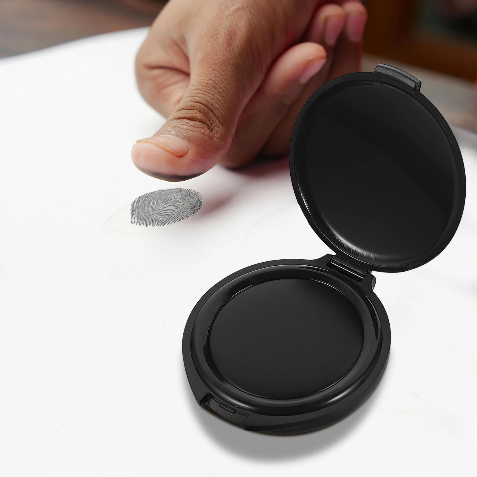 Portable Fingerprint Ink Pad Mini Round Document Stamping Sponge Inkpads Office Supplies Black Dry Quickly Tool