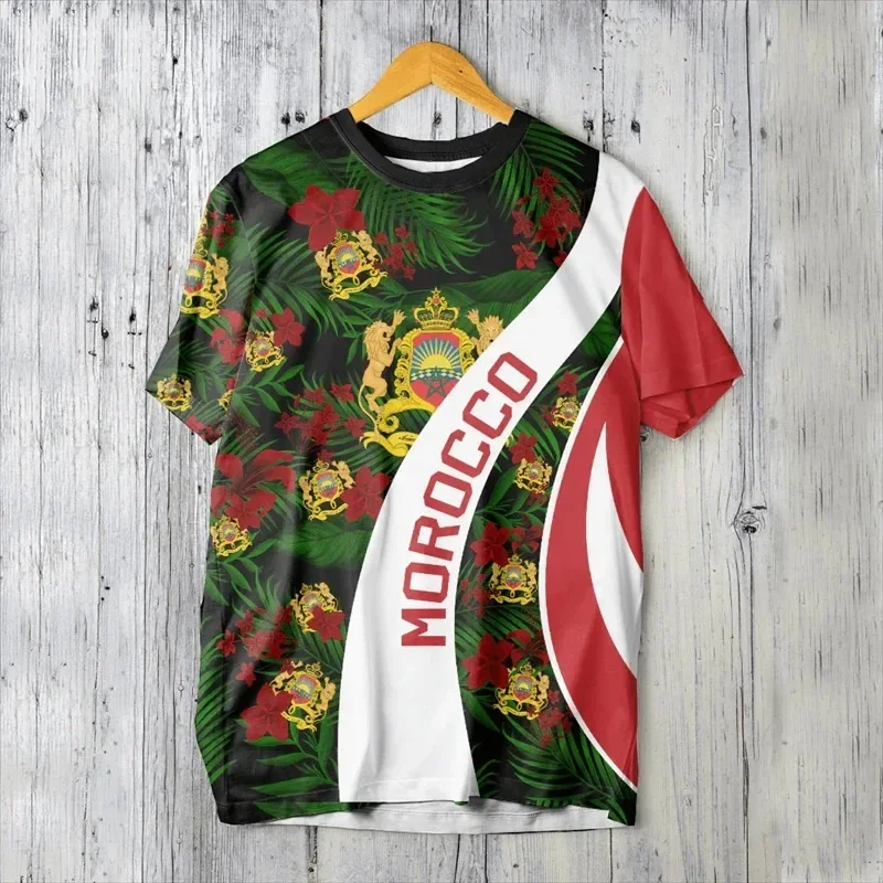 2024 New Morocco Jersey Moroccan Map Flag 3D Printed T Shirt for Men Clothes MA Sport T-Shirt National Emblem Tshirt Boy Tops