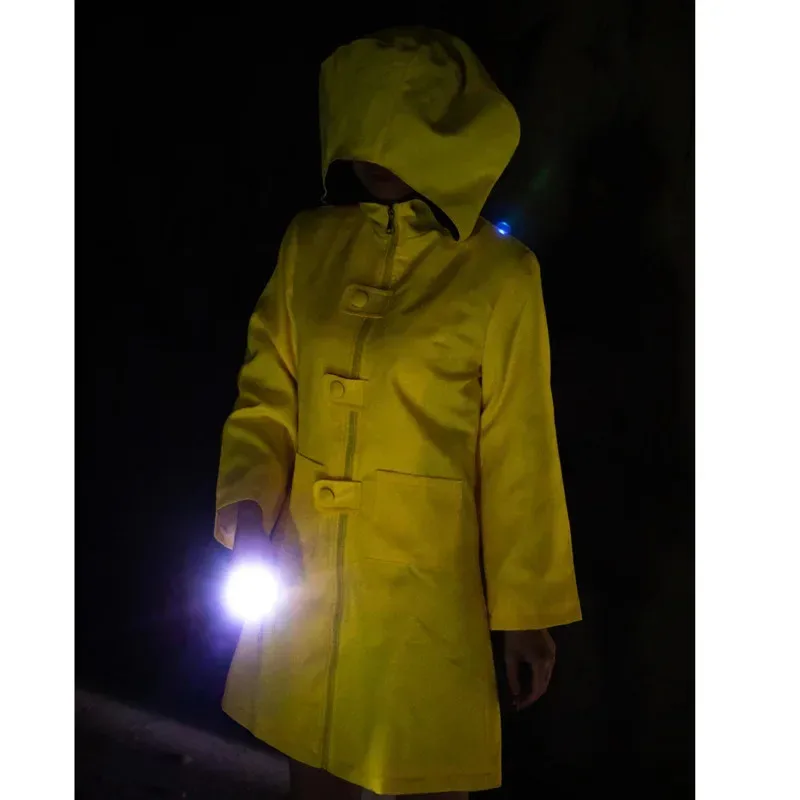 لعبة Little Nightmares 2 Mono Six أزياء تنكرية جائع للأطفال الأولاد الصغار ستة صفراء طويلة سترة معطف بدلة الهالوين معطف واق من المطر