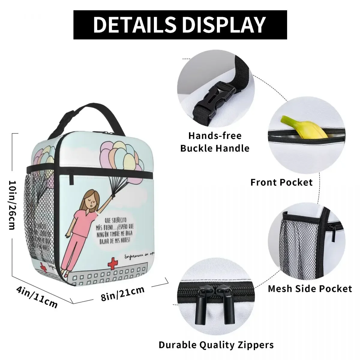 Insulated Lunch Bag Enfermera En Apuros Doctor Nurse Medical Health Lunch Container Cooler Bag Lunch Box Tote College Outdoor