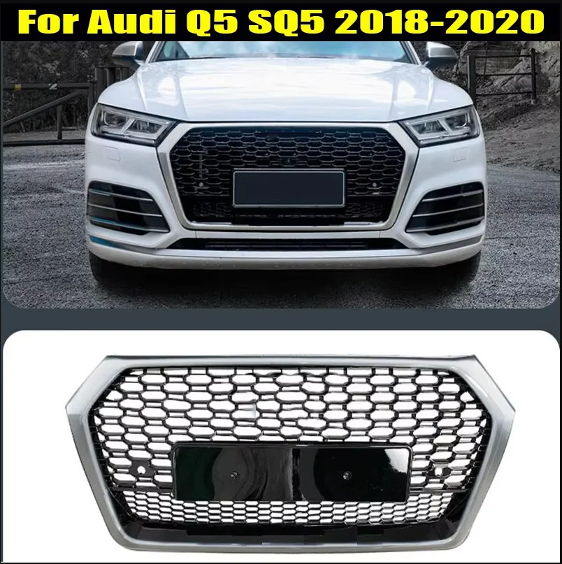 For Audi Q5 SQ5 2018 2019 2020 RSQ5 Style Black Grille Grill Black Rings Camera Mount