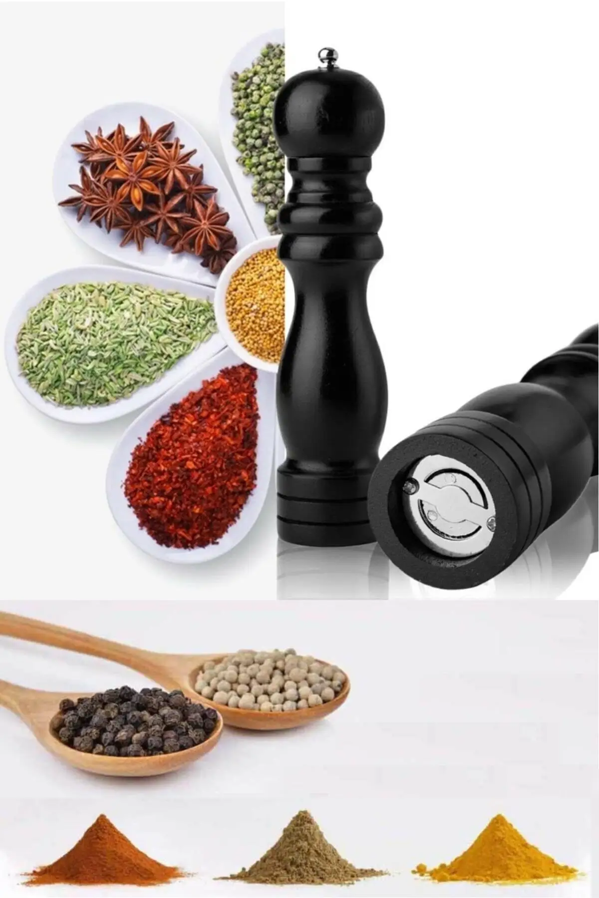 Black Wooden Spice Coffee Grinder Black Pepper Salt Coffee Spices Manual Grinder Wooden Manual Hand Grinder Salt Shaker