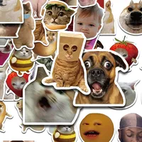 50PCS Cartoon Expressions Stickers Funny Meme DIY Sticker Scrapbooking Phone Luggage Skateboard Waterproof Decals