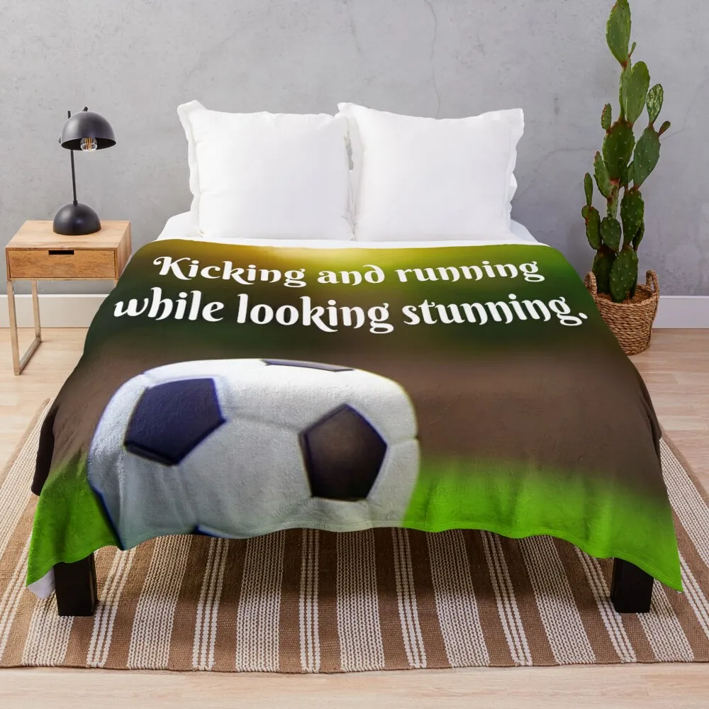 

Soccer Motivational Inspirational Green Field Throw Blanket Multi-Purpose Decorative Beds Sofa Throw Blankets