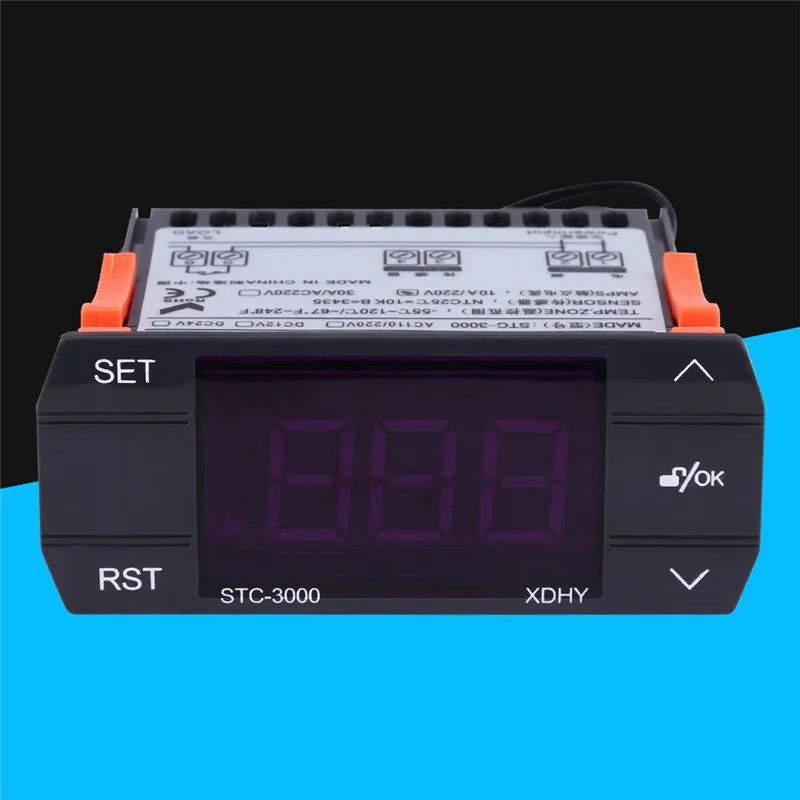 Termostato controlador de temperatura Digital, STC-3000 con Sensor, 110-220V, 30A