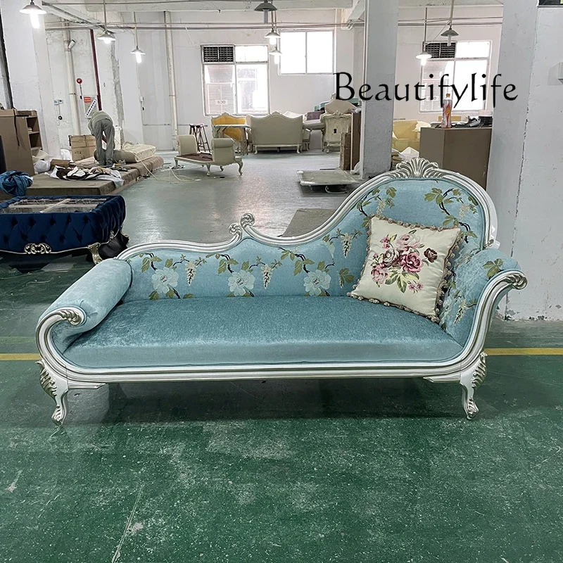 

solid wood beauty couch neoclassical bedroom recliner lazy chair French fabric princess style palace luxury