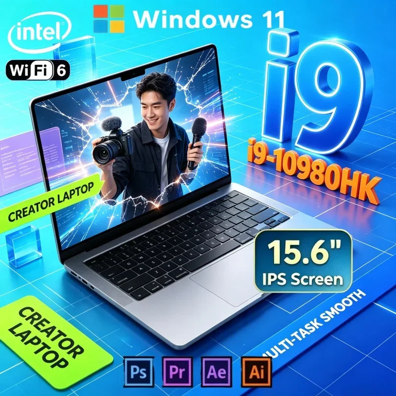 Hot Selling 15.6in 120Hz FHD IPS Laptop i9-10980HK 16/32GB Memory 2TB SSD Win11 Immersive Screen Business Notebook
