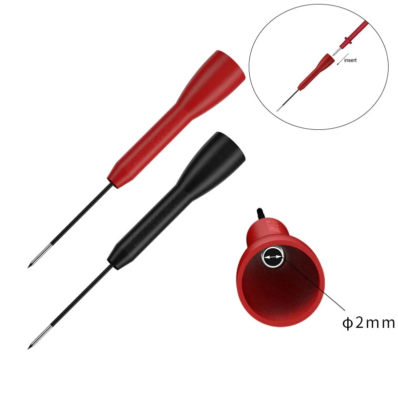 2pcs Insulated Piercing Needle Non-destructive Multimeter Test Probes Red/Black 30V-60V for 2mm Test Lead Multimeter Test Probes