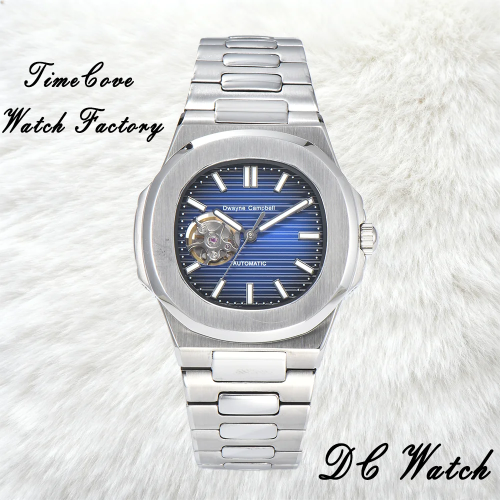 Per NH38 Orologio con logo personalizzato Cronografo impermeabile Movimento automatico Orologi Quadrante cavo modificato con coperchio inferiore cavo