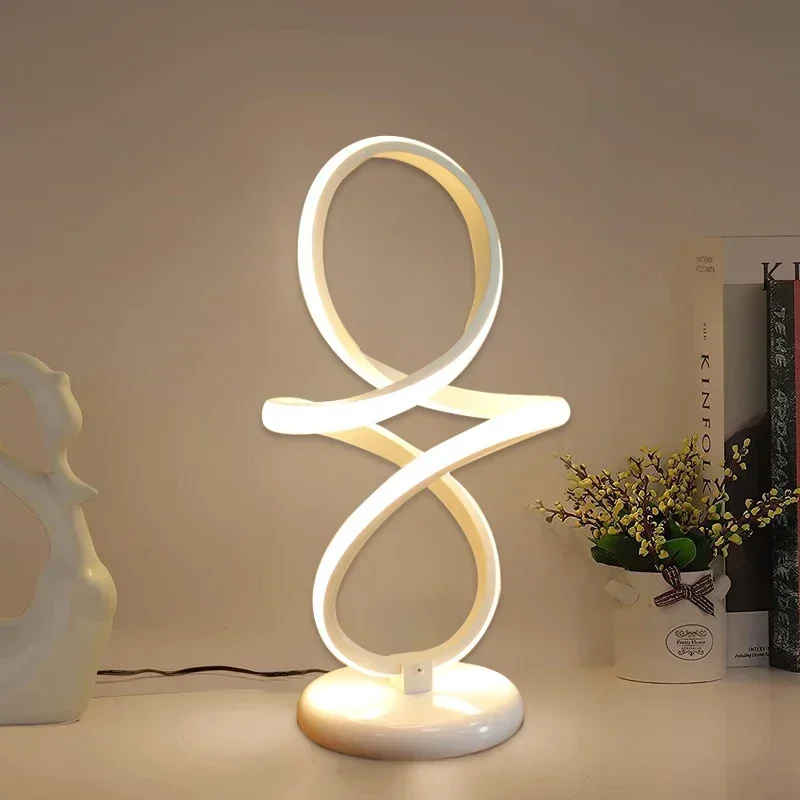 Postmodern Designer Table Lamps Personality Originality Desk Lamp Bedroom Bedsides Study Atmosphere Wave LED Lighting Luminaries