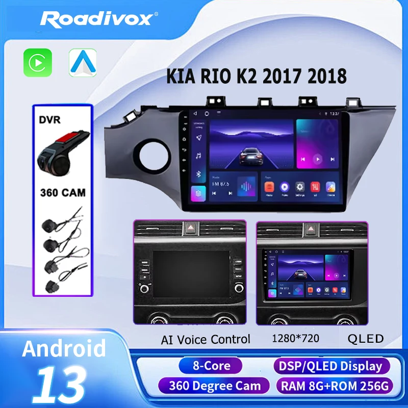 

roadivox Android car radio for KIA RIO K2 2017 2018 stereo GPS Navigation video Multimedia Player tape recorder carplay no 2din
