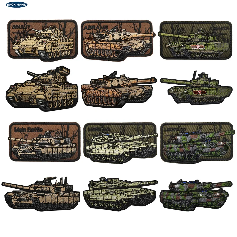 Taktischer Panzer-Aufnäher – Bradley/Abrams (USA), Leopard2 (DE), Merkava (IL), Armata (RU), VT (CN) – Klebender Magic-Tape, Braun-Grün – Detail 16