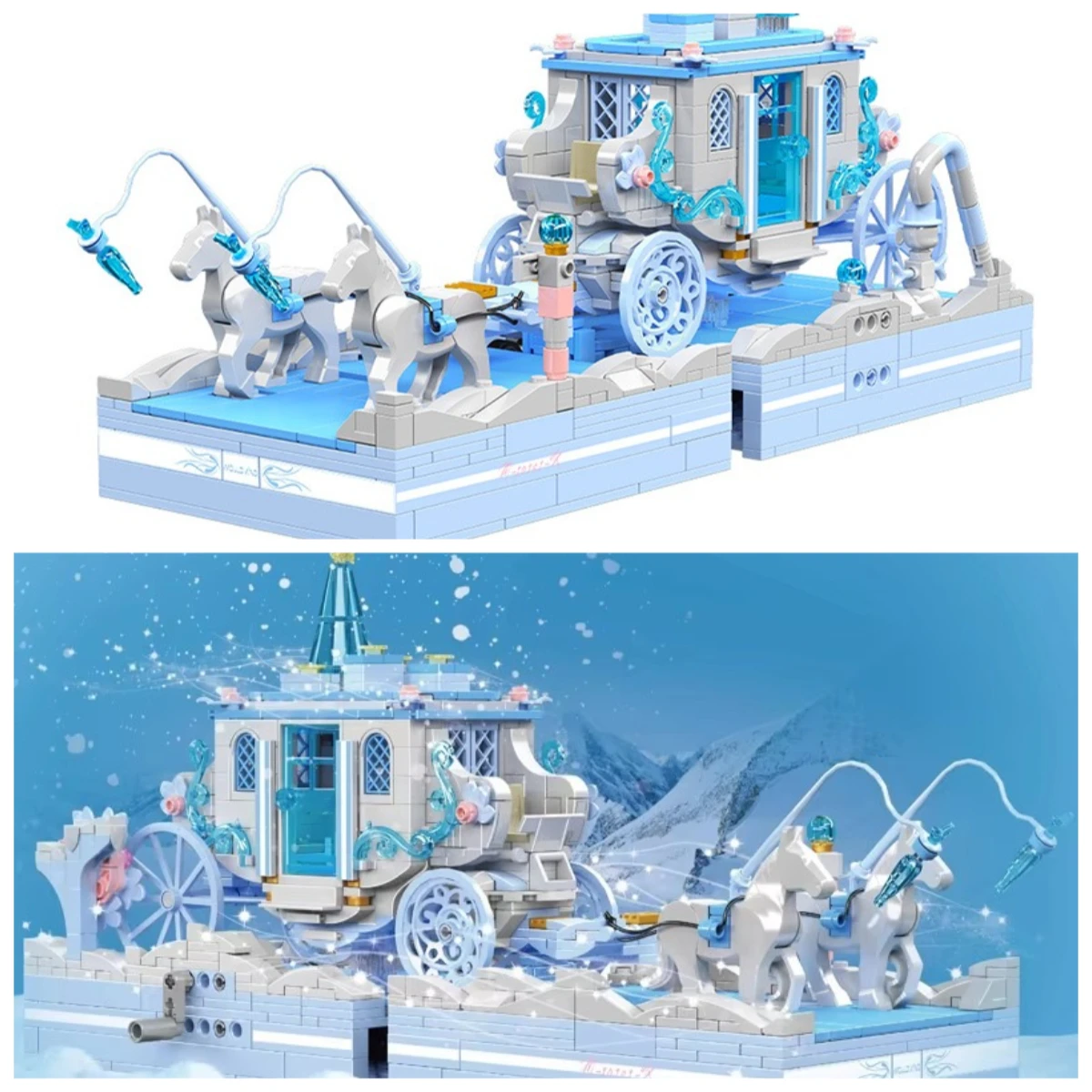 

MOC Fairy Snow White Winter Carriage Building Blocks Set Royal Horse Toys Children Birthday Valentine's Day Christmas Xmas Gifts