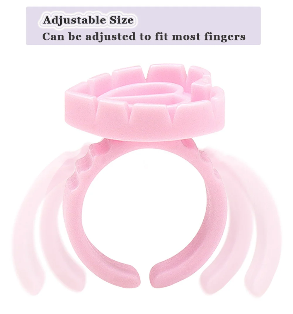 Wholesale 100Pcs Pack Blooming Eyelash Glue Ring Tattoo Pigment  Holder Flower Cups For Eyelash Extension Tools Supplier image 3