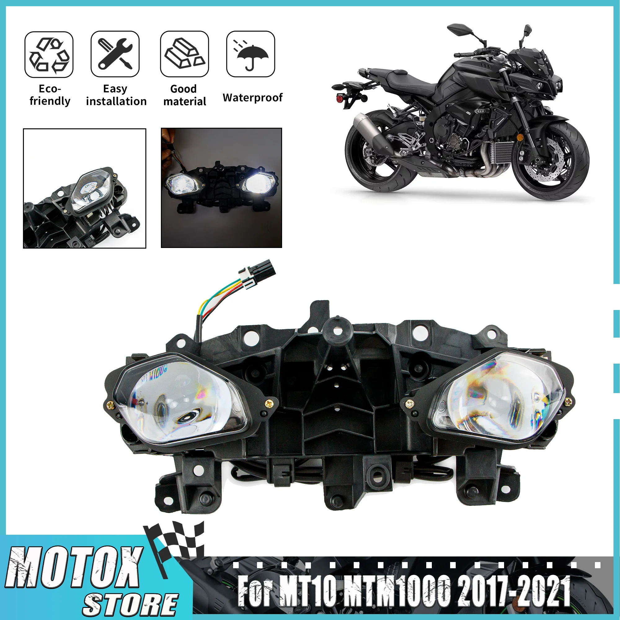 Motorcycle Headlight Front Headlamp Assembly Fit for 2017 - 2021 YAMAHA MT10 MT-10 2018 2019 2020 MTM1000 MT 10 LED Head Light