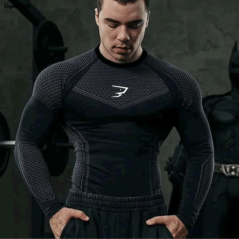 2026 New Running T-shirts Men Compression Long Sleeve Sports Shirts Trainning & Exercise Gym Fitness Quick Drying Sportswear