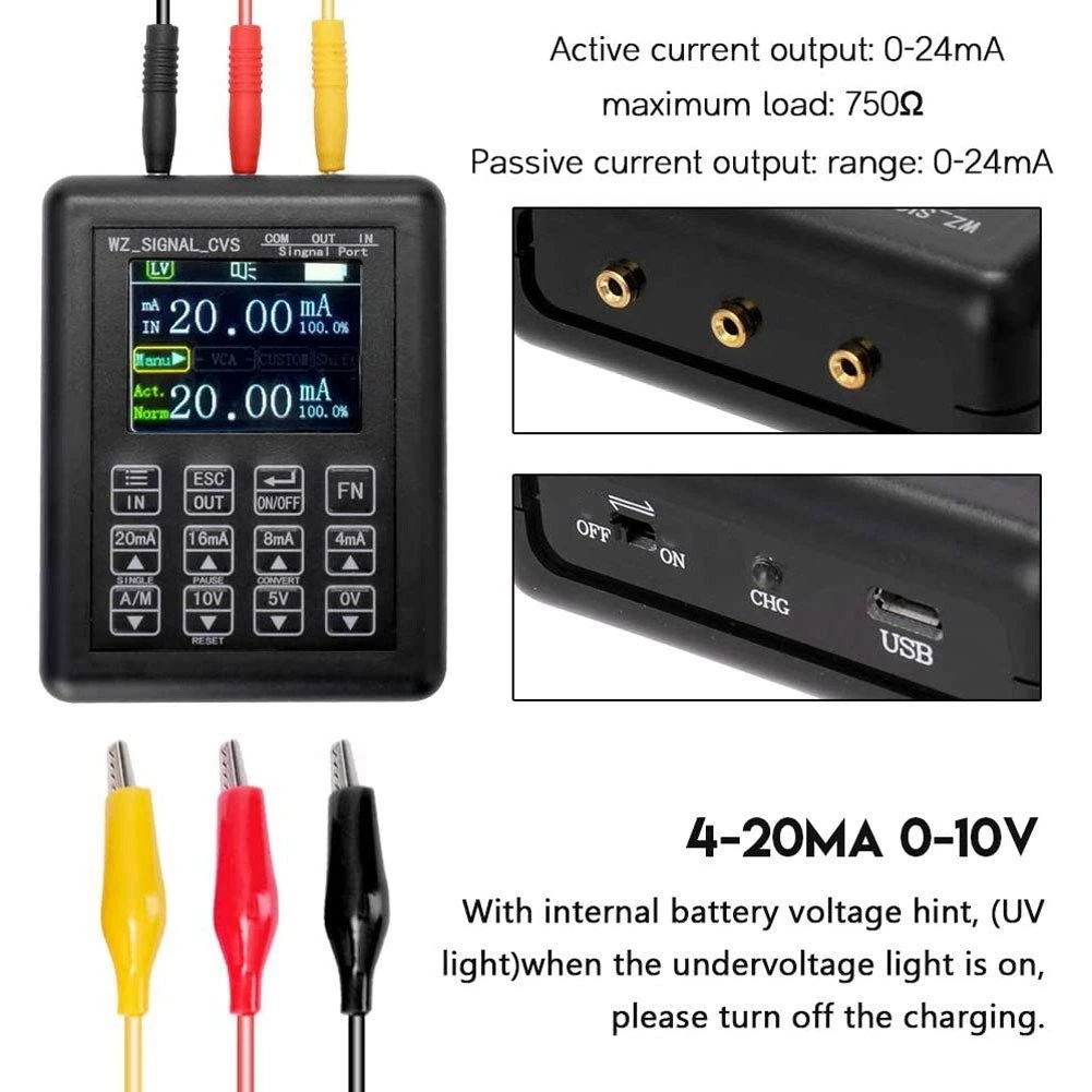 Generador de señal ajustable, calibrador de control de proceso, fuente de corriente constante, simulador de 0-20Ma, 4-20Ma, 0-10V